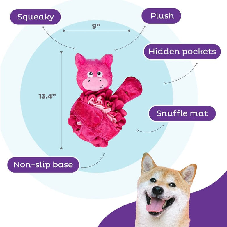 Outward Hound dog toys Snuffle Palz Pink Pig Interactive Treat Puzzle Dog Toy