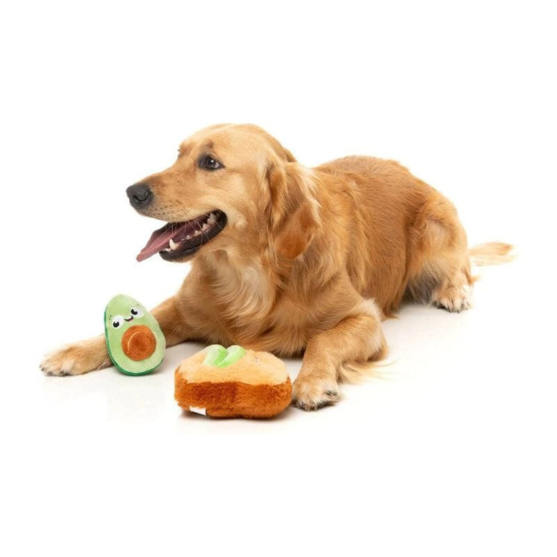 FuzzYard dog toys Avocado & Toast Squeaky Plush Dog Toy Set - 2pk
