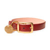 Neighborwoof COLLARS XS Strawberries and Wine Handcrafted Leather with Gold Hardware Dog Collar
