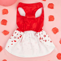 TM - PET PLUS LTD Dog Apparel Loads of Love Hearts and Tulle Pink Bow Red Dog Dress