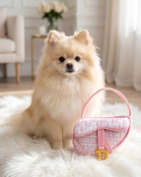 Haute Diggity Dog Haute Diggity Dog - Pink Dogior Saddle Bag Squeaker Plush Dog Toy