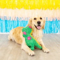 Pet Shop by Fringe Studio dog toys Thorny But Cute T Rex with Spring Flowers Plush Squeak Dog Toy