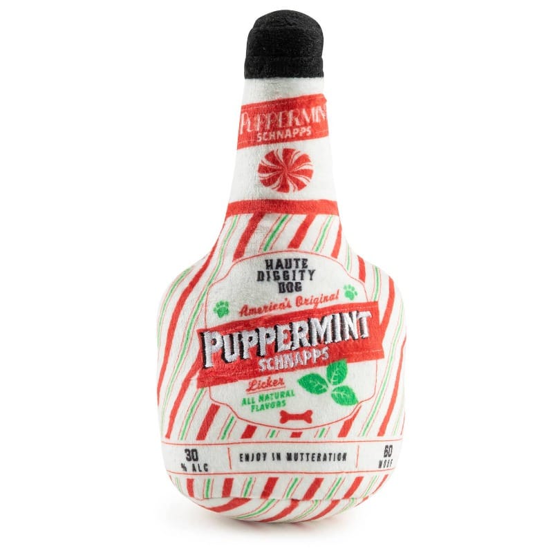 Haute Diggity Dog dog toys Puppermint Schnapps Bottle Christmas Plush Dog Toy