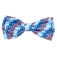 The Worthy Dog Bow Ties Red, White, and Blue Peace Bow Tie Pet Collar Attachment - Size Lg