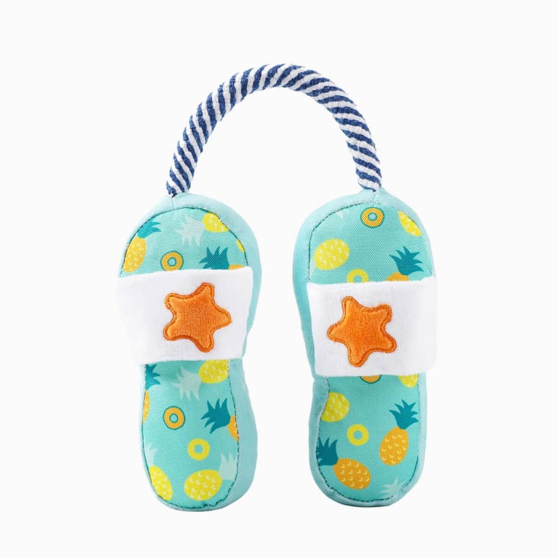 Hugsmart Products Inc dog toys Beach Daze Fun Summer Slippers Rope Tug Plush Dog Toy