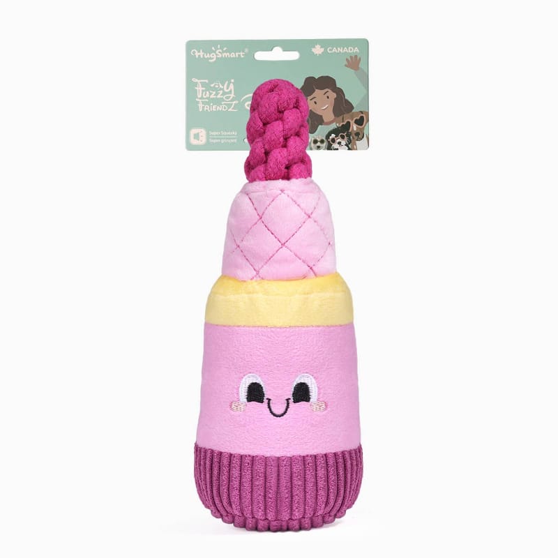 Hugsmart Products Inc Dog Toys Makeup Collection Pink Lip Stick Rope Plush Squeak Dog Toy