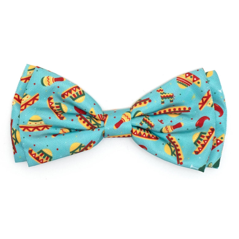 Cinco de Mayo Fiesta Turquoise Bow Tie Pet Collar Attachment - 2 Sizes