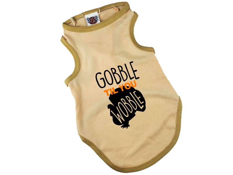 House of FurBaby Tee's XS Holiday Thanksgiving Gobble Til Ya Wobble Dog Tee Shirt