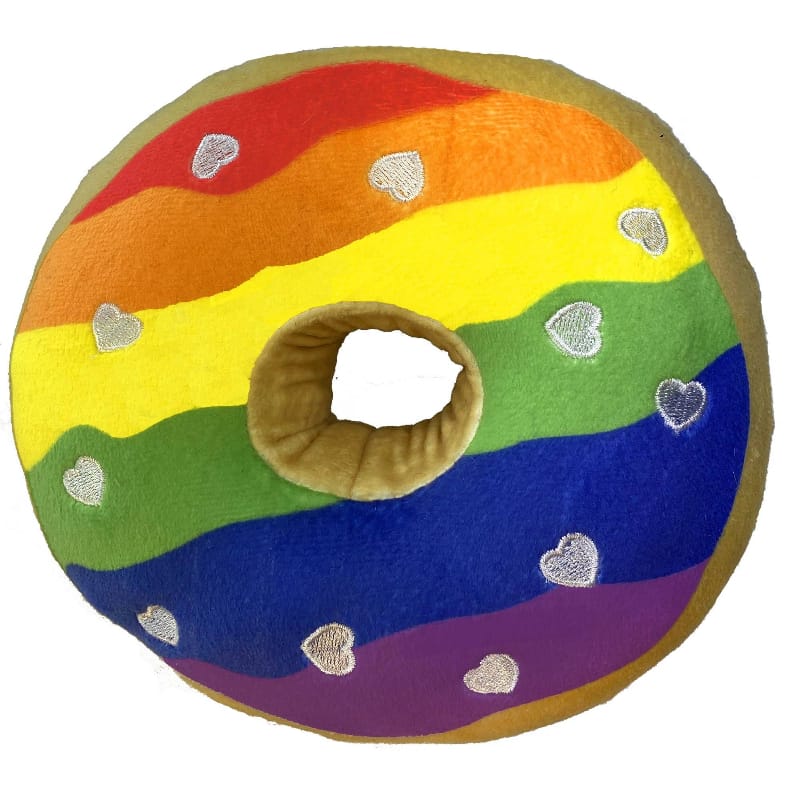 Huxley & Kent dog toys SM Rainbow Pride Plush Squeaky Donut Dog Toy - 2 Sizes