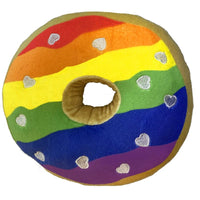 Huxley & Kent dog toys SM Rainbow Pride Plush Squeaky Donut Dog Toy - 2 Sizes