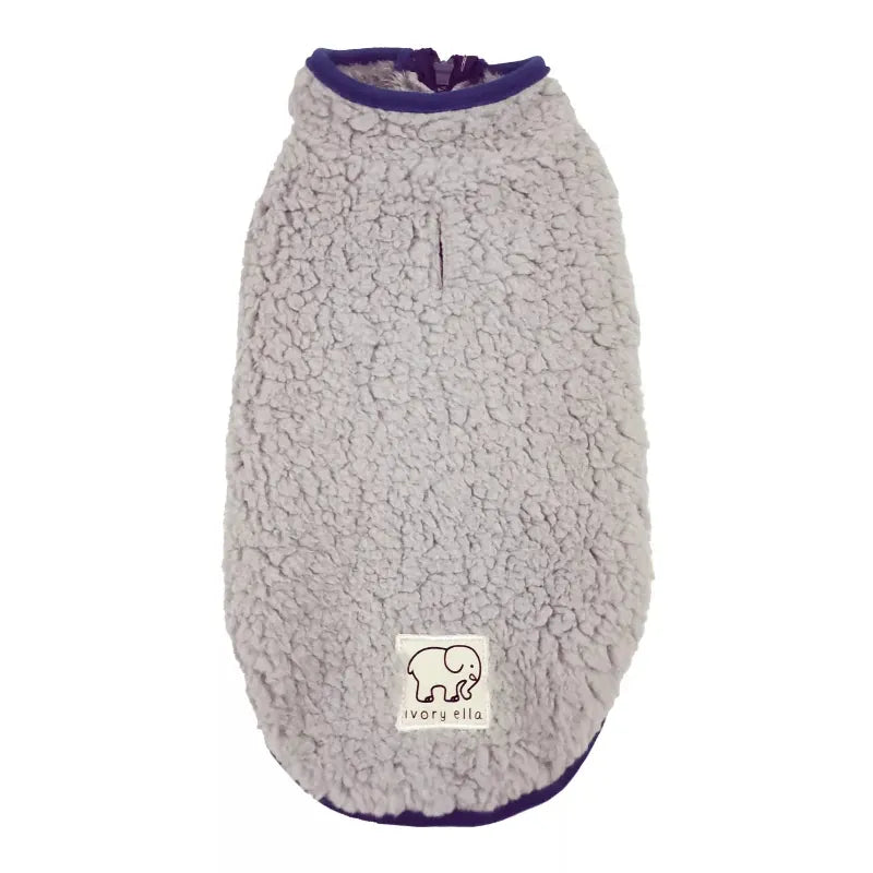 Barker's Bowtique Sweaters XS Ivory Ella Half-Zip Sherpa Pet Fleece Pullover - Gray