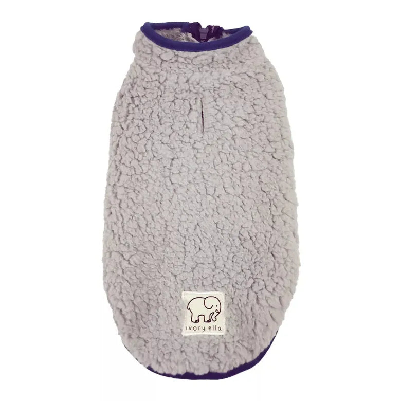 Barker's Bowtique Sweaters XS Ivory Ella Half-Zip Sherpa Pet Fleece Pullover - Gray