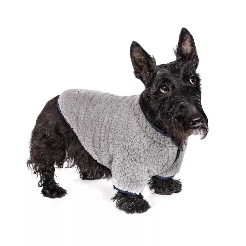 Barker's Bowtique Sweaters Ivory Ella Half-Zip Sherpa Pet Fleece Pullover - Gray