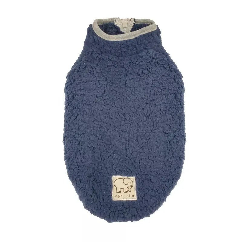 Barker's Bowtique Sweaters XS Ivory Ella Half-Zip Sherpa Pet Fleece Pullover - Navy