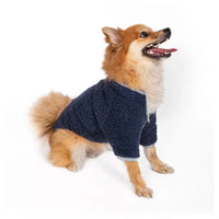 Barker's Bowtique Sweaters Ivory Ella Half-Zip Sherpa Pet Fleece Pullover - Navy
