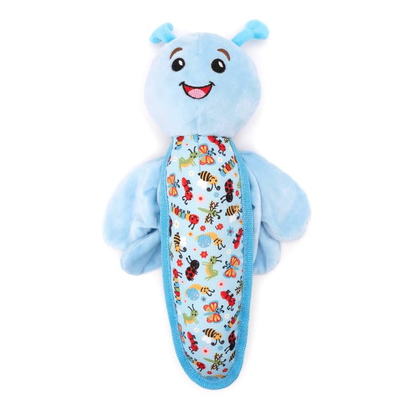 The Worthy Dog Dog Toys Blue Dragon Fly Spring Plush Wing Flapping Dog Toy