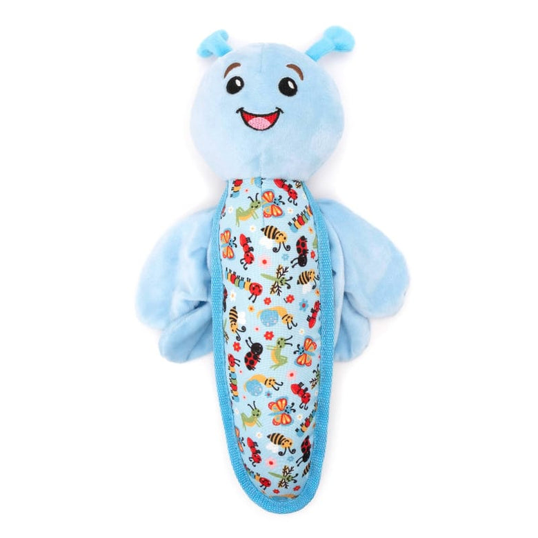 The Worthy Dog Dog Toys Blue Dragon Fly Spring Plush Wing Flapping Dog Toy