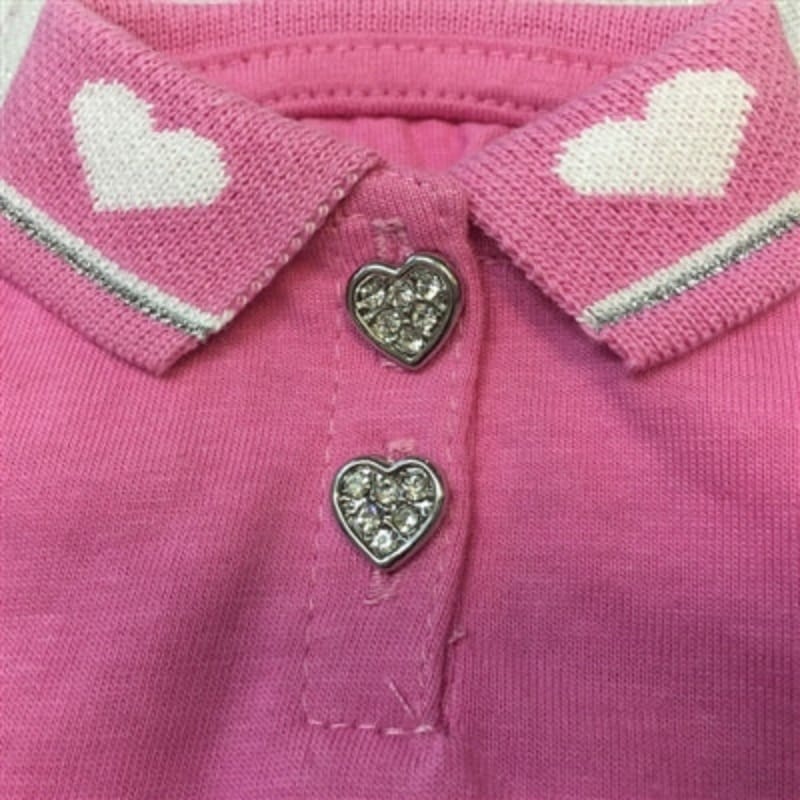 Puppe Love / PamPet USA Tee's Pink Heart Collared Polo Dog Shirt