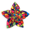 Stained Glass Colorful Mosaic Flower Pet Collar Attachment - 2 Sizes