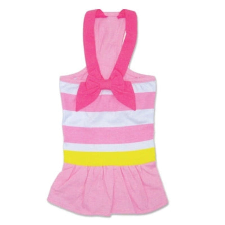 Dogo Pet DRESSES XXS Pink Stripe Bow Strap Cruise Dog Dress - Only Available in Size 2XS