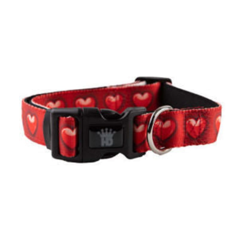 Barkers Bowtique Collars SM Hearts Red Dog Collar