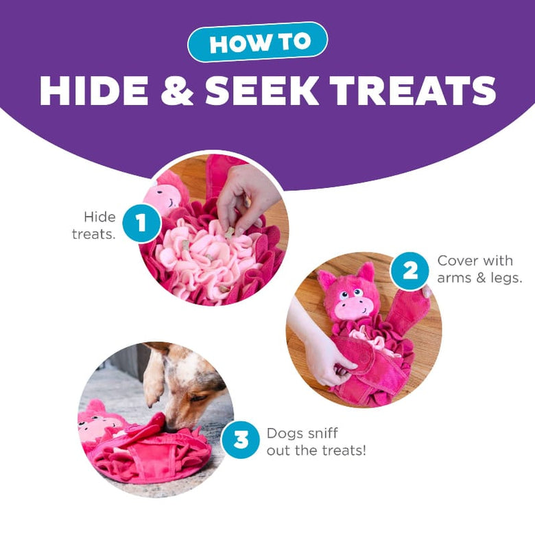 Outward Hound dog toys Snuffle Palz Pink Pig Interactive Treat Puzzle Dog Toy