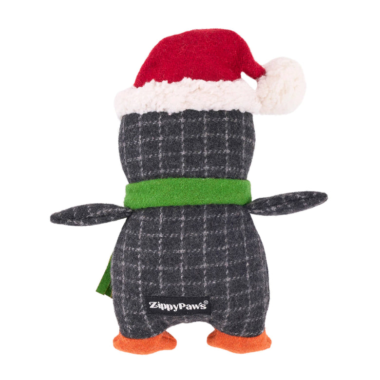 EcoZippy Christmas Holiday Cotton Cuddler Penguin Plush Squeaky Dog Toy