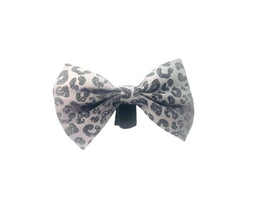 Mina + Pup Bow Tie You’re So Glam Leopard Silver Ombre Bow Tie Dog Collar Attachment