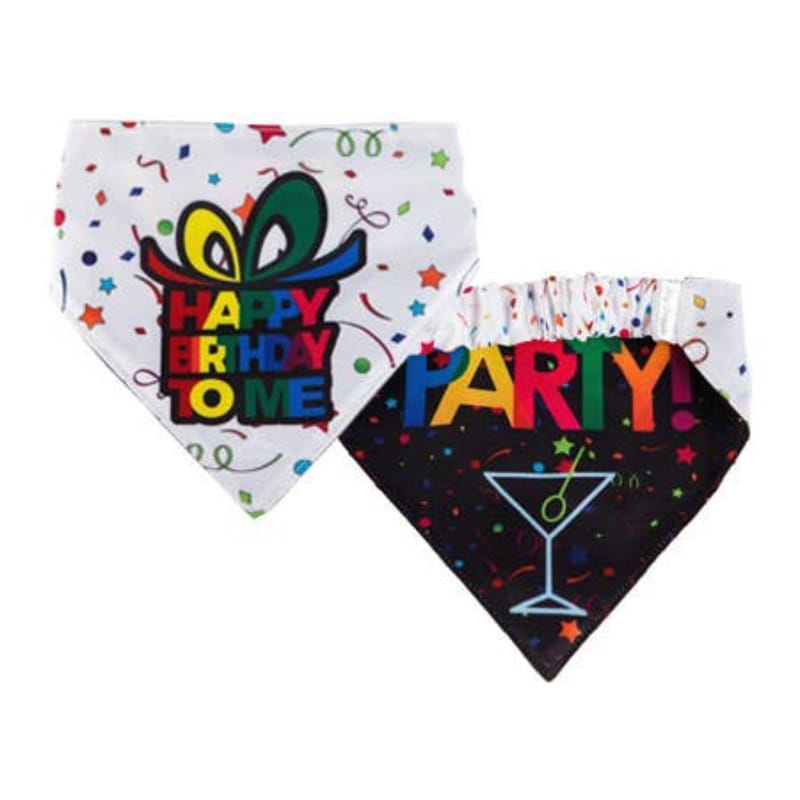 Barker's Bowtique Bandanas M Hip Doggie Party - Reversible Birthday Dog Bandana