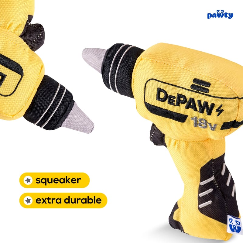 PAWTY Dog Toys dog toys Tool Kit Paw-er Drill Canvas Squeak Dog Toy