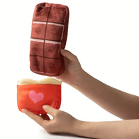 TM - PETTEEPOE dog toys Choco-late Shaped Paw Print Candy Bar Plush Heart Interactive Dog Toy
