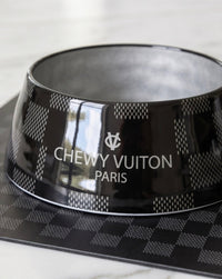 Black Checker Chewy Stylish Pet Bowl - Size Medium