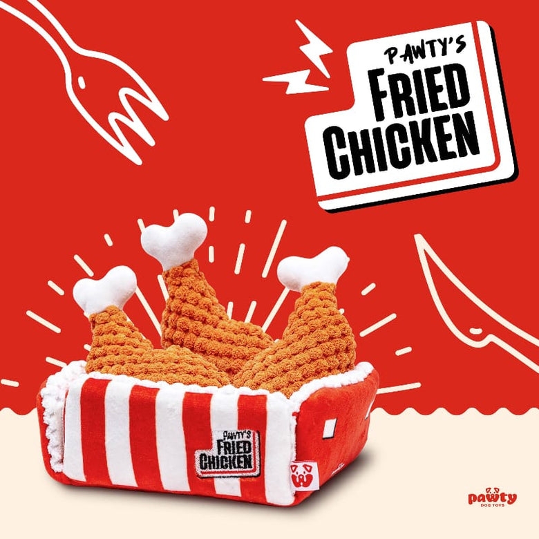 PAWTY Dog Toys dog toys Pawty's Fried Chicken Interactive Plush Squeak Dog Toy Set - 4 Pc