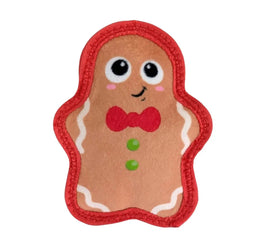 Christmas Gingerbread Man Tough Skinz Plush Squeaky Holiday Dog Toy