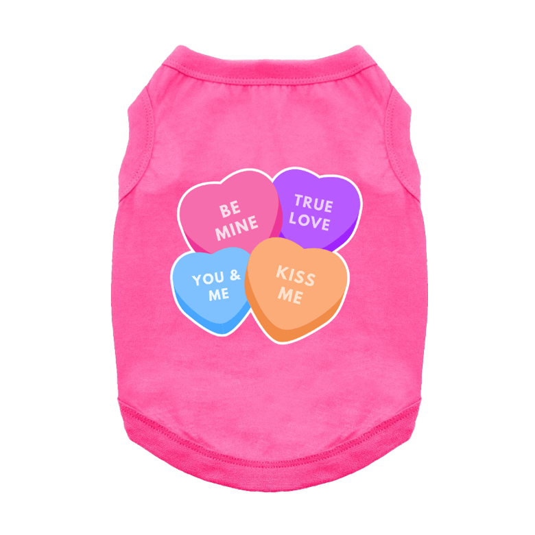 Doggie Design Tee's XL Conversation Hearts Valentines Raspberry Sorbet Dog Shirt