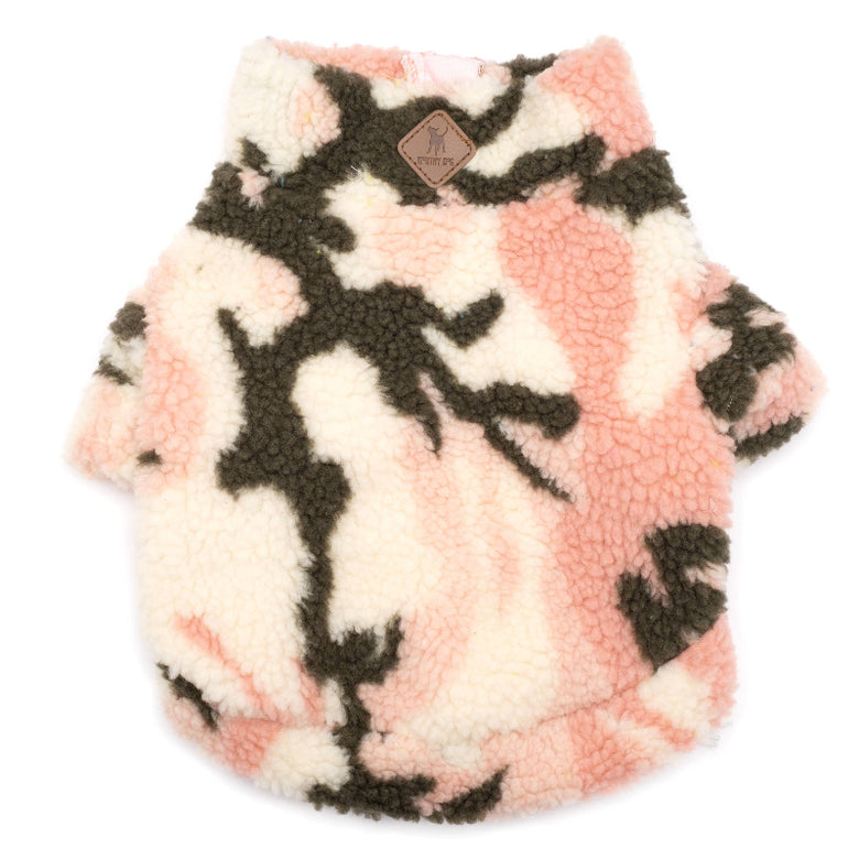 The Worthy Dog The Worthy Dog - Quarter Zip Pullover: Pink Camo / X Small