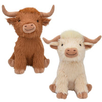 Multipet dog toys Brown Highland Cow Shaggy Plush Squeaky Dog Toy - 14"