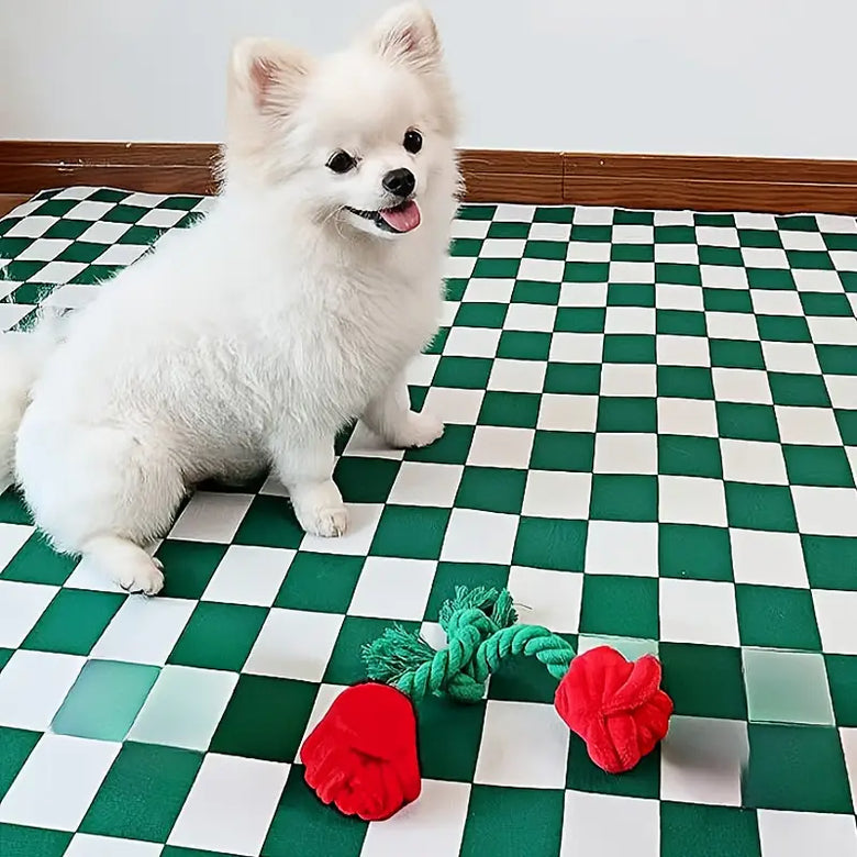 TM - FUNNYSNOW dog toys Plush Red Rose Flower Rope Tug Dog Toy