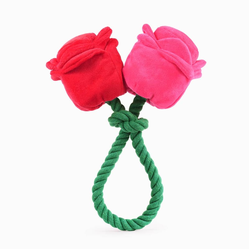 Hugsmart Products Inc Dog Toys Woof Love Vday Rose Cluster Rope Plush Dog Toy Set
