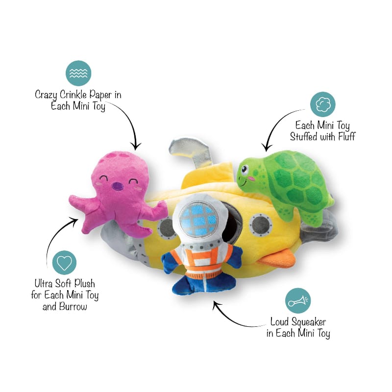 Petshop by Fringe Studio Dog Toys Into The Deep Hide & Seek Interactive Plush Squeak Dog Toy Set - 4 Pc