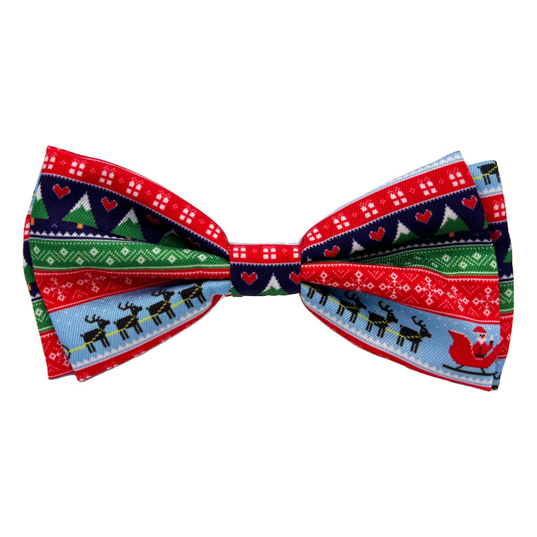 Christmas Holiday Ugly Sweater Bow Tie Pet Collar Attachment - 2 Sizes