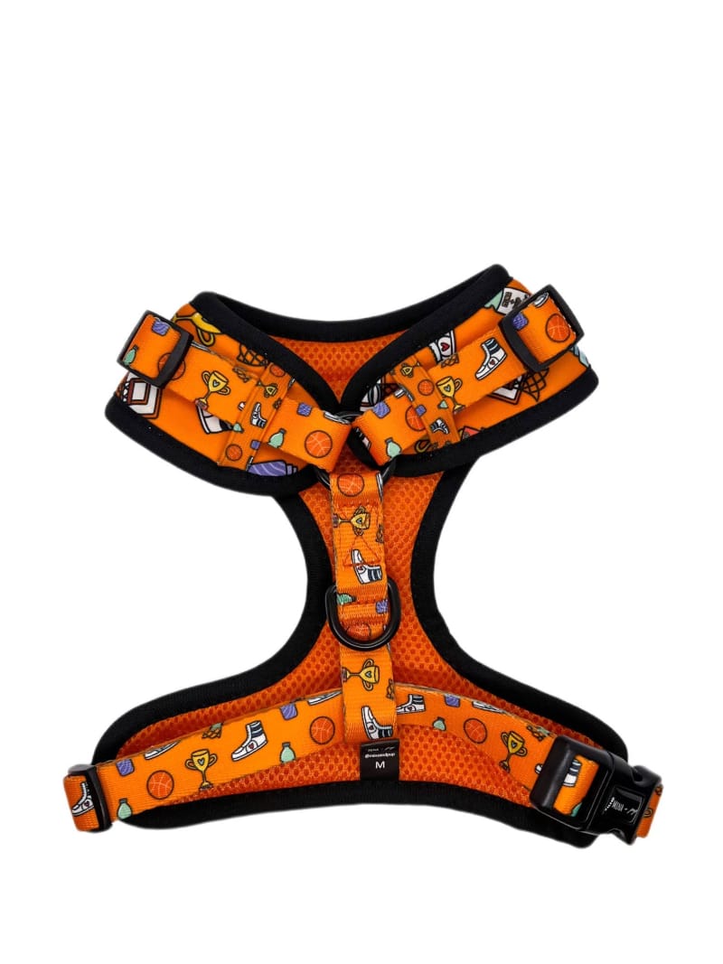 Mina + Pup Harnesses Got Game? Basketball and Sports Orange Adjustable Pet Harness