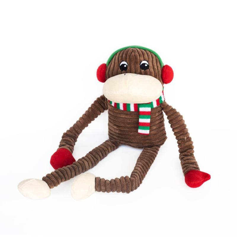 ZippyPaws dog toys Holiday Crinkle Monkey XL Dog Toy