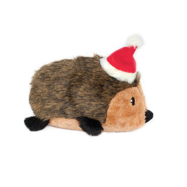 Christmas Holiday Hedgehog Plush Squeaky Dog Toy - 2 Sizes