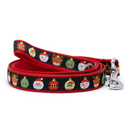 Christmas Holiday Deck the Halls Black / Red Festive Dog Leash - Large