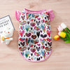 TM - NATTOPET Dog Apparel SM Colorful Hearts Patterned Pink Ruffle Sleeve Dog Tee