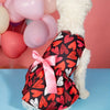 TM - PET PLUS LTD Dog Apparel Festive Hearts Print with Pink Bow Dog Dress