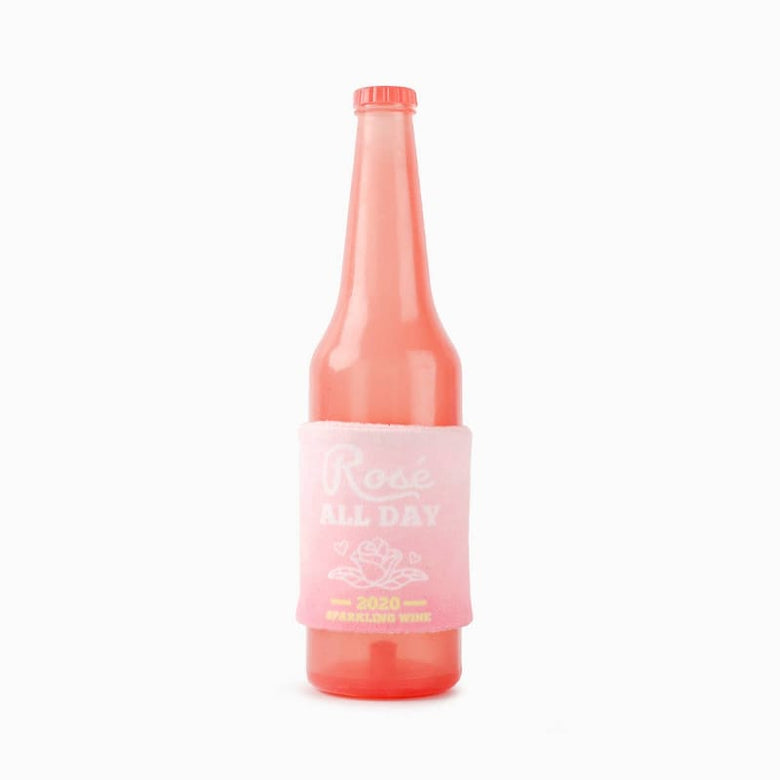 Hugsmart Products Inc dog toys Boozy Tailz Rose' All Day Pink Bottle Squeak Rubber Dog Toy