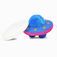 Hugsmart Products Inc dog toys Space Paws Blue Pink UFO Plush Dog Toy