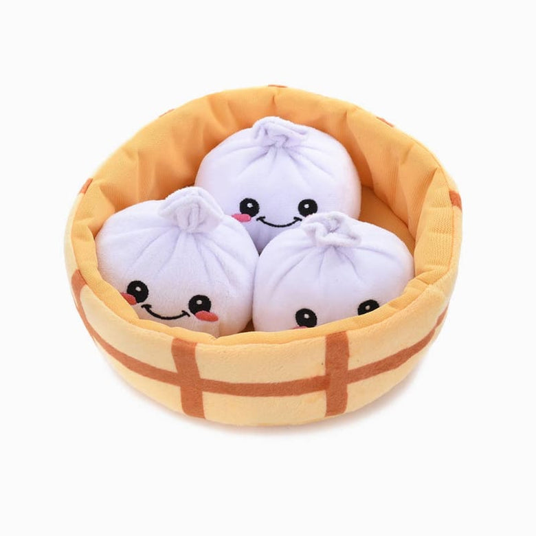 Hugsmart Products Inc dog toys Food Party Soup Dumplings Interactive Plush Dog Toy Set - 4 Pc